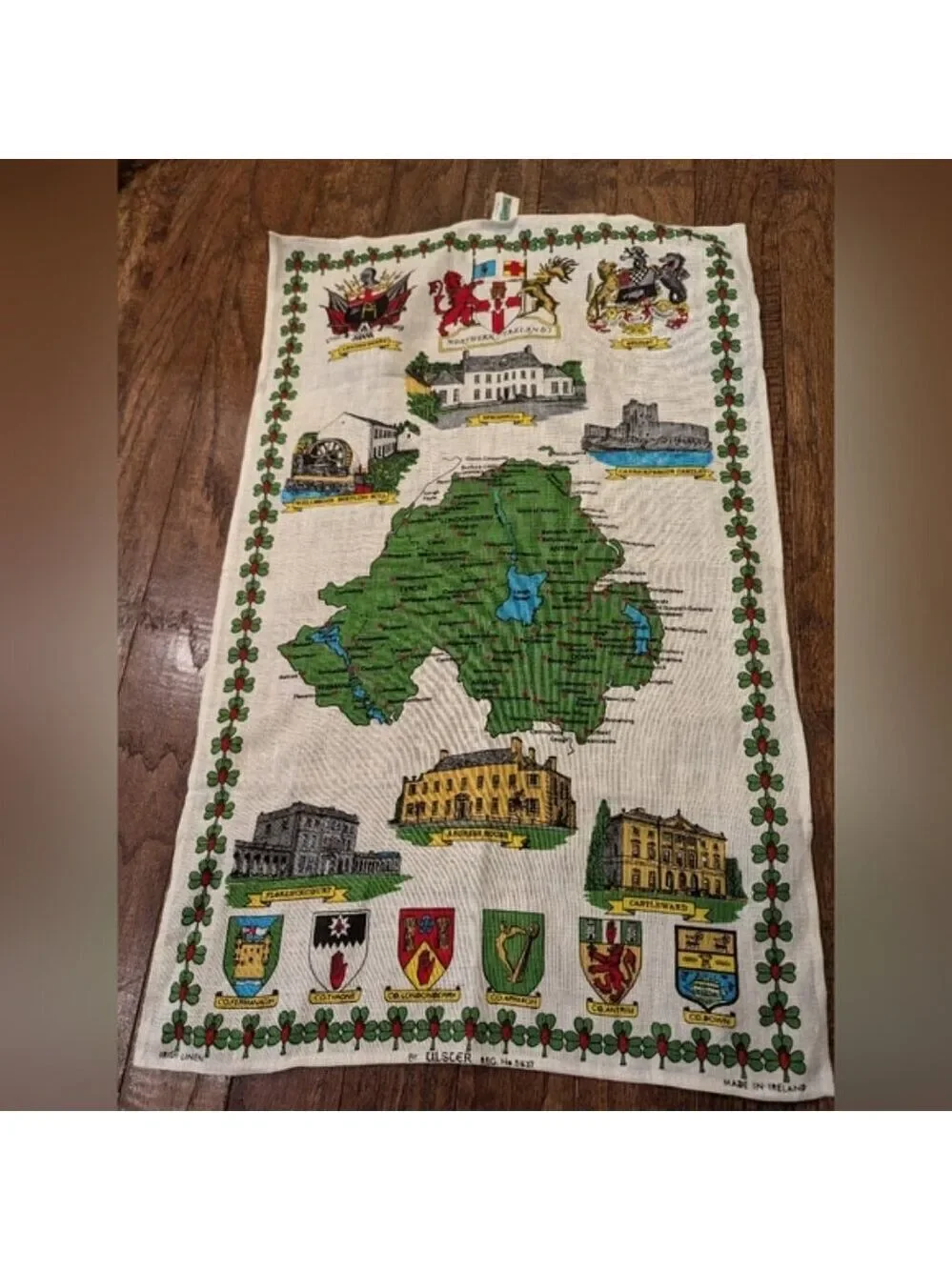 Vintage Ulster Irish Linen Tea Towel Wall Hanging Northern Ireland - IE